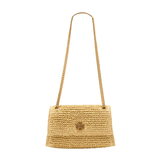 Kira Turnlock Straw Mini Purse - Tory Burch - Raffia - Beige