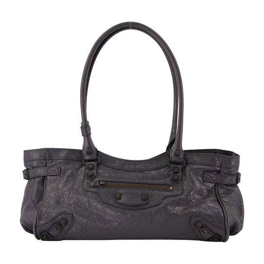 Le City East West Shoulder Bag - Balenciaga - Leather - Black