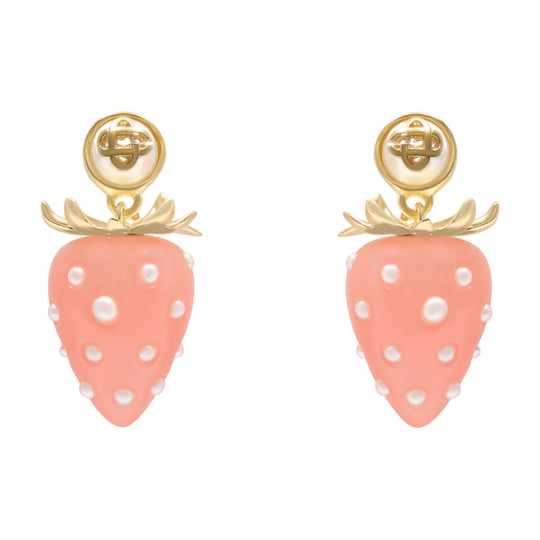Strawberry Earrings - Casablanca - Metal - Pink