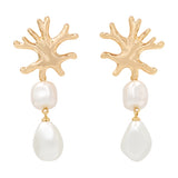 Coral Pearl Earrings - SELF PORTRAIT - Metal - Gold