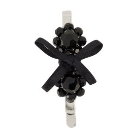 Petite Bow Mini Flower Hair Clips - Simone Rocha - Crystal - Black