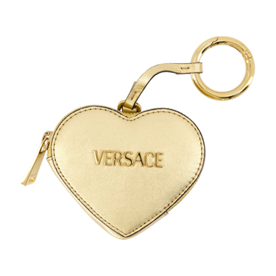 Coin Keychain - Versace - Leather - Gold